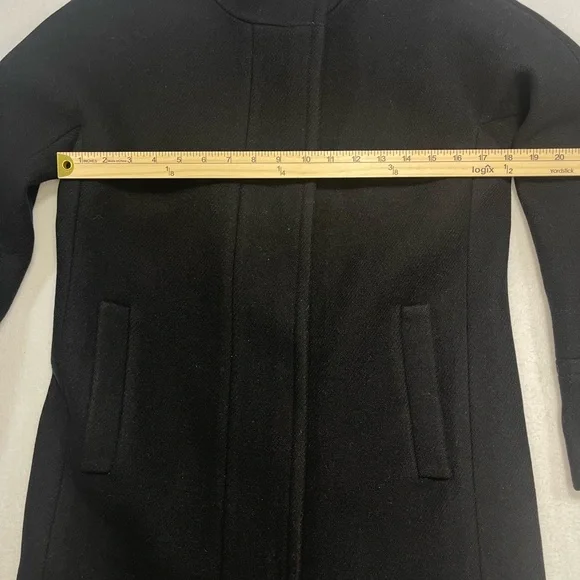 J.Crew Stadium Cloth Nello Gori Wool Coat Black Zip Front Size 2 Classic Luxury - Picture 10 of 12